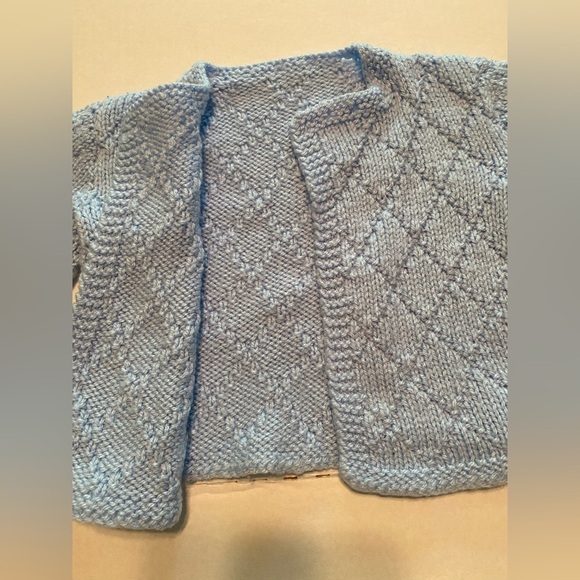 Handmade Soft Knit Open Cardigan Sweater Blue Girls size (18 months - 2T) - Picture 2 of 7